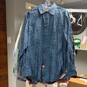 Robert Graham Geometric Blue Shirt Jacket